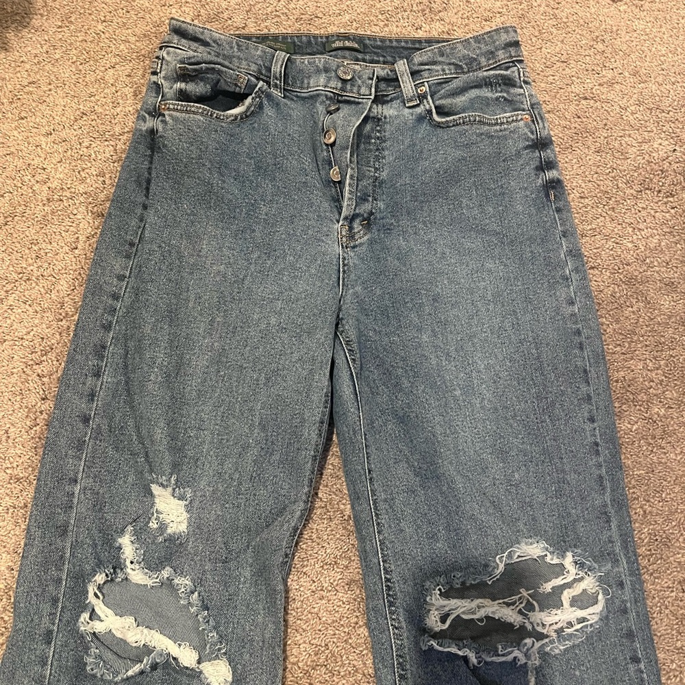Wild Fable Super High Rise Medium Wash Straight Leg Jean